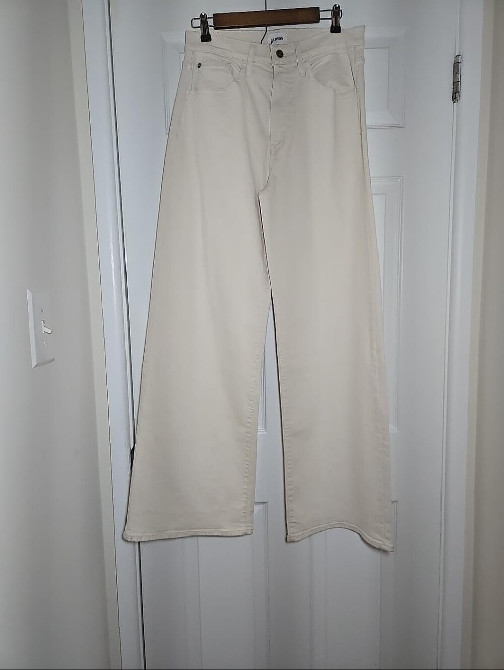 Hudson Jolene Ecru Wide Leg Jeans Women’s 28 High Rise 32” Inseam